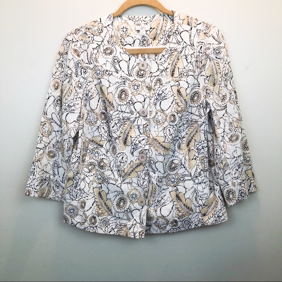J. Jill | linen floral blazer size small - Picture 1 of 4
